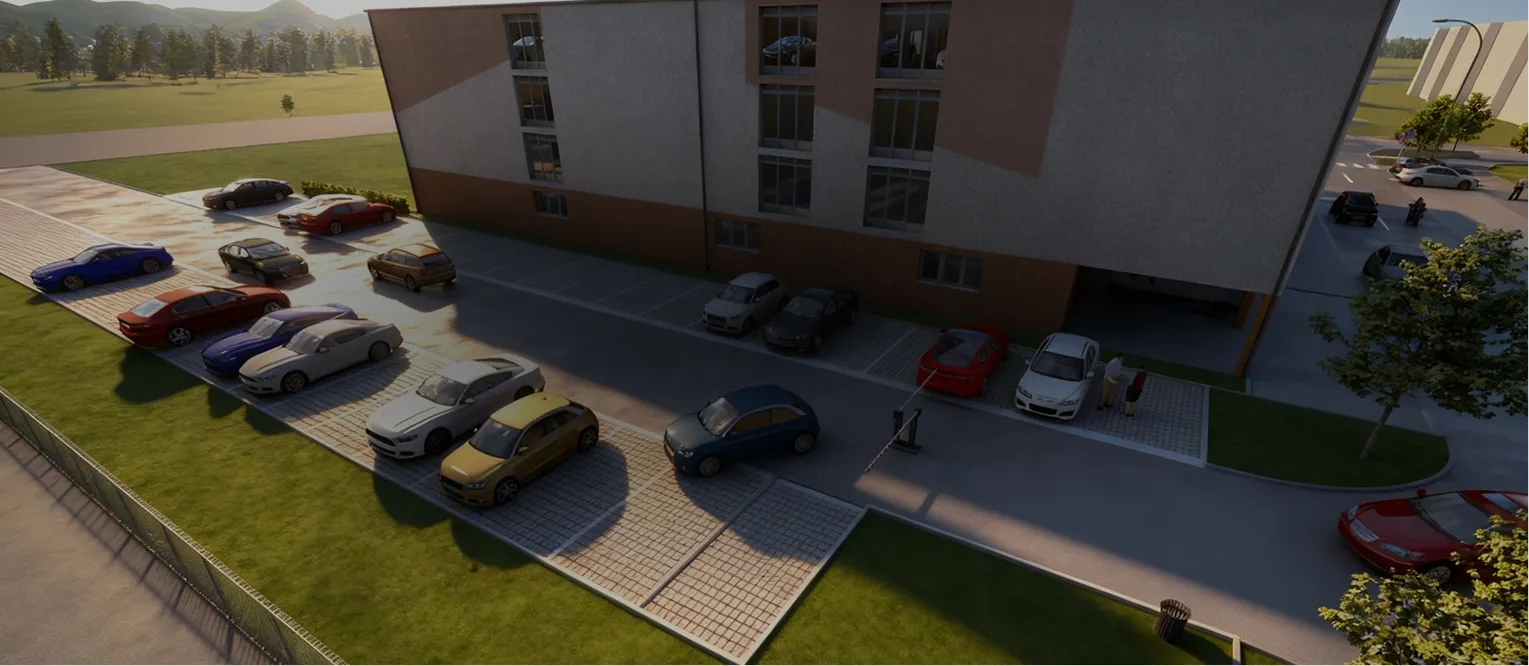 Autá zaparkované pred Parkovacím domom Zvolen